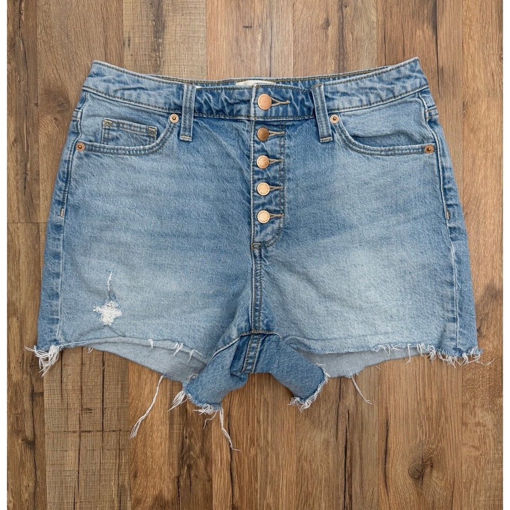Universal Thread Vintage Midi Denim Shorts‎ Button Fly Distressed 6 - Picture 2 of 8